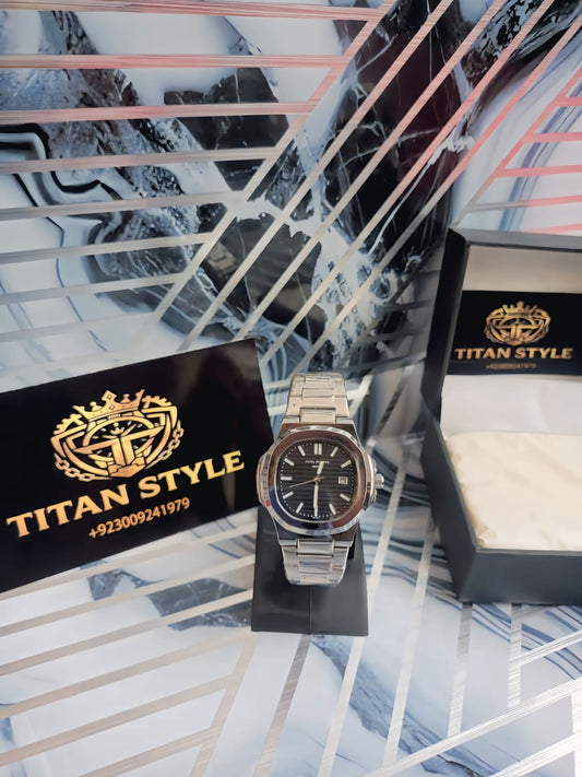 Patek Philippe Stainless Luxury Watch - Black and Blue Dial Colour